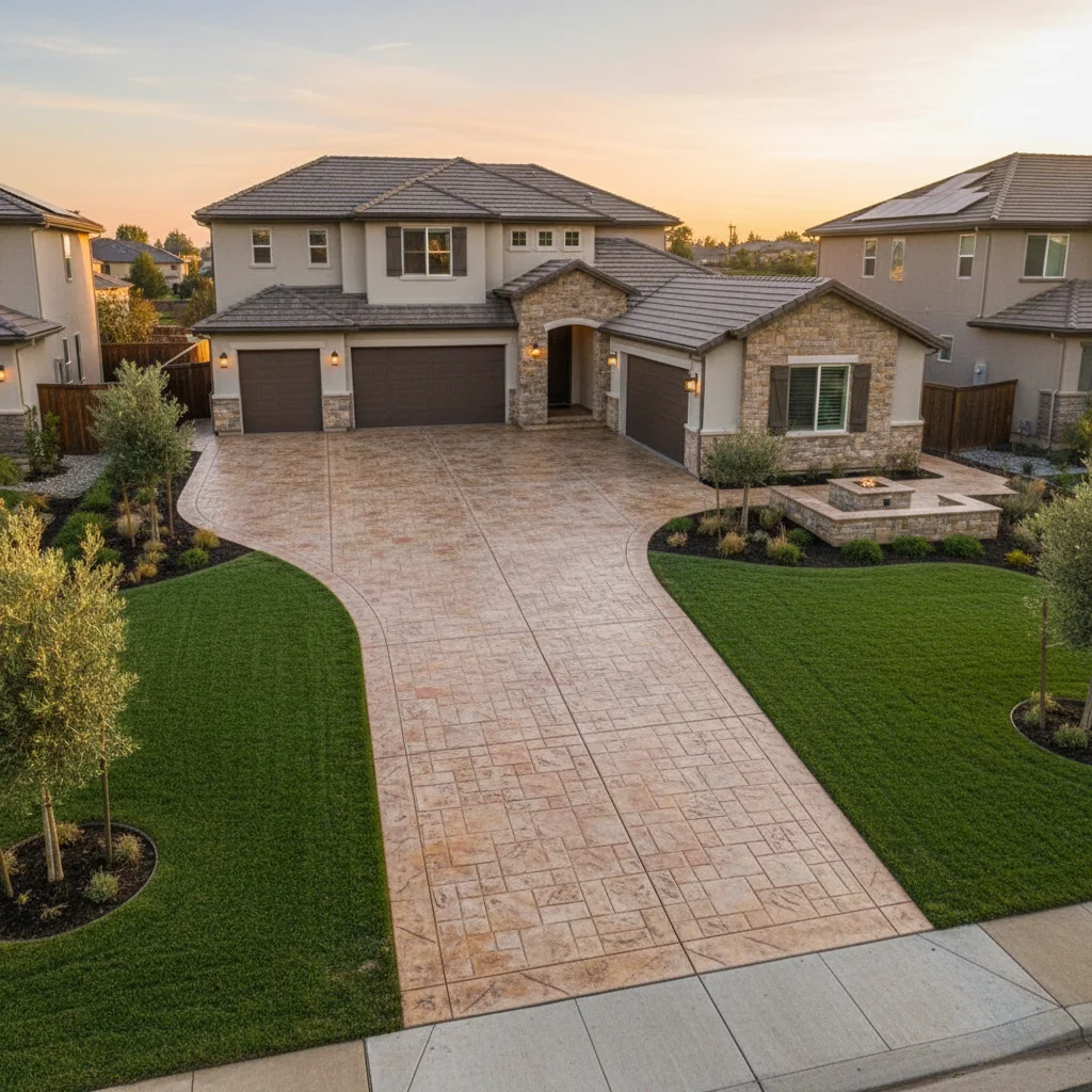 Concrete contractor pouring a driveway