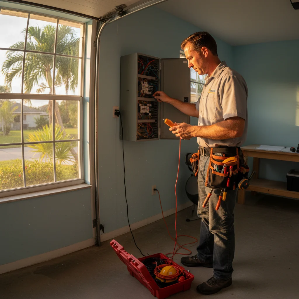 Licensed electrician on the job