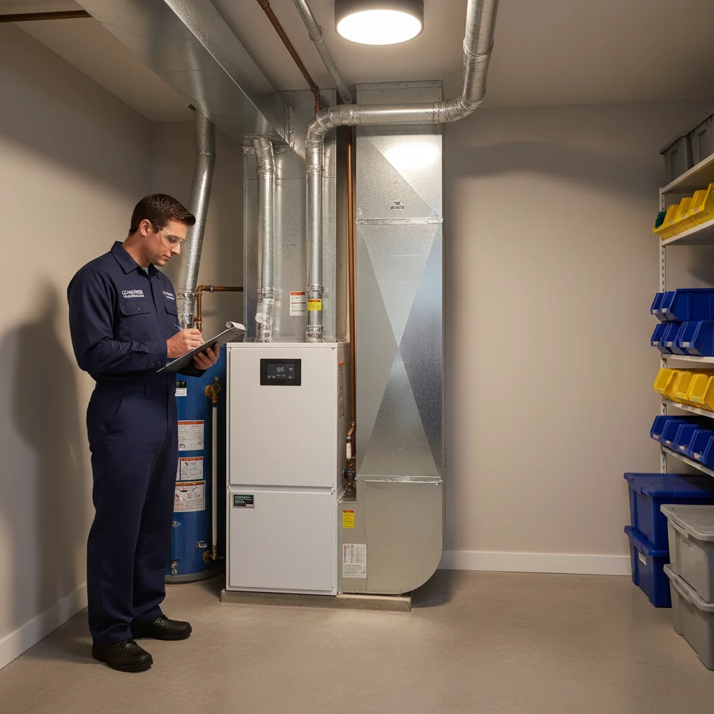 HVAC technician servicing an air conditioning unit