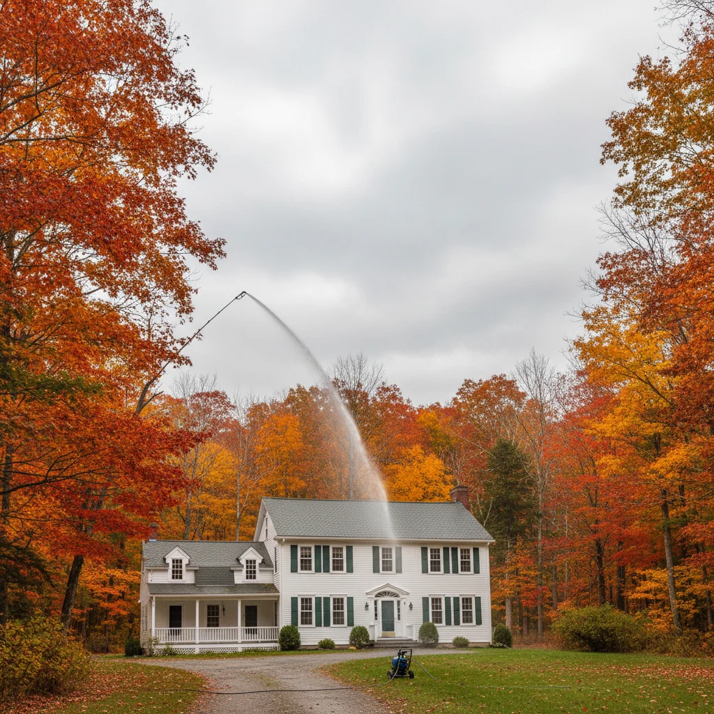 Pressure washing contractor cleaning a driveway